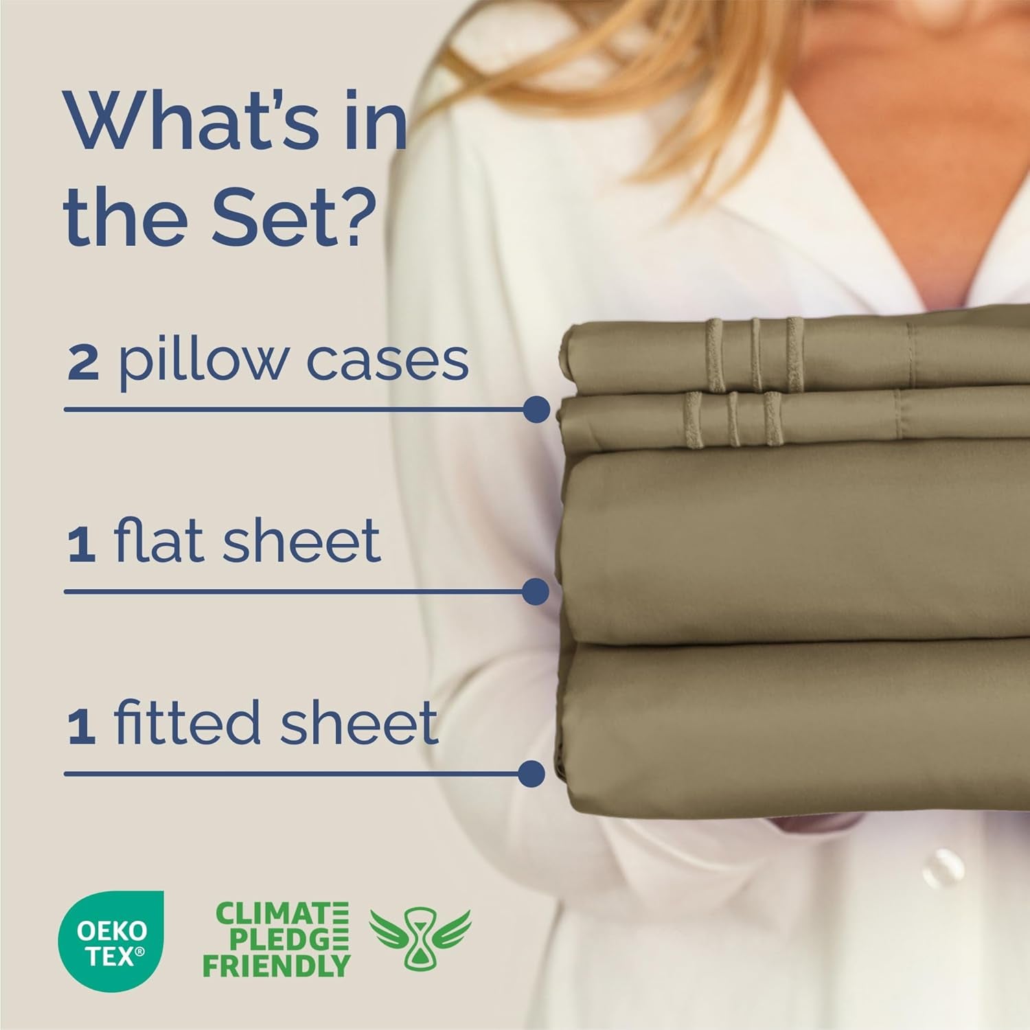 Queen Size 4 Piece Sheet Set - Comfy Breathable & Cooling Bed Sheets Set - Hotel Luxury Bedding for Women, Men, Kids, Teens, Boys & Girls - Deep Pockets, Ultra-Soft, Wrinkle Free - Oeko-Tex - Khaki