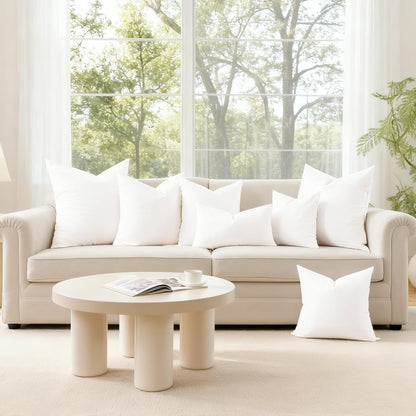 18X18 Feather down Alternative Throw Pillow Inserts, 100% Cotton Cover, Medium Firm Decorative Pillow Inserts for Couch, Sofa, Bed, Chair (Set of 2)